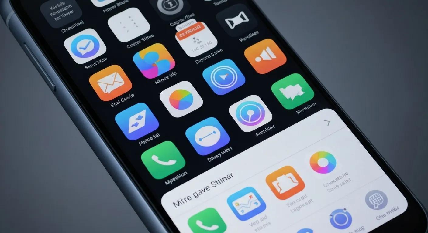 Smartphone screen displaying various app icons, illustrating potential signs of mobile malware affecting device performance and functionality.