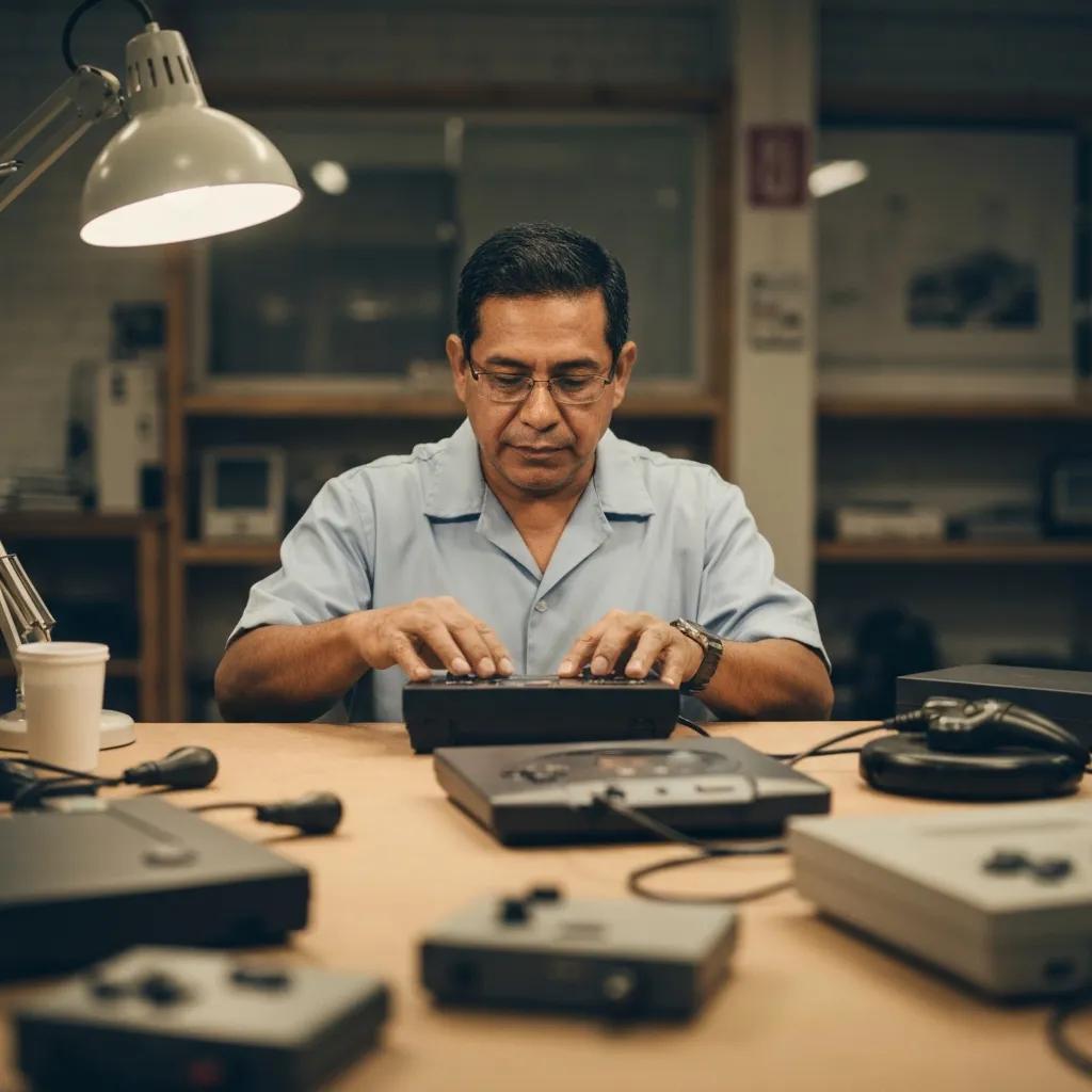 Technician repairing a gaming console in a workshop, emphasising expertise and local service in South Broken Hill.